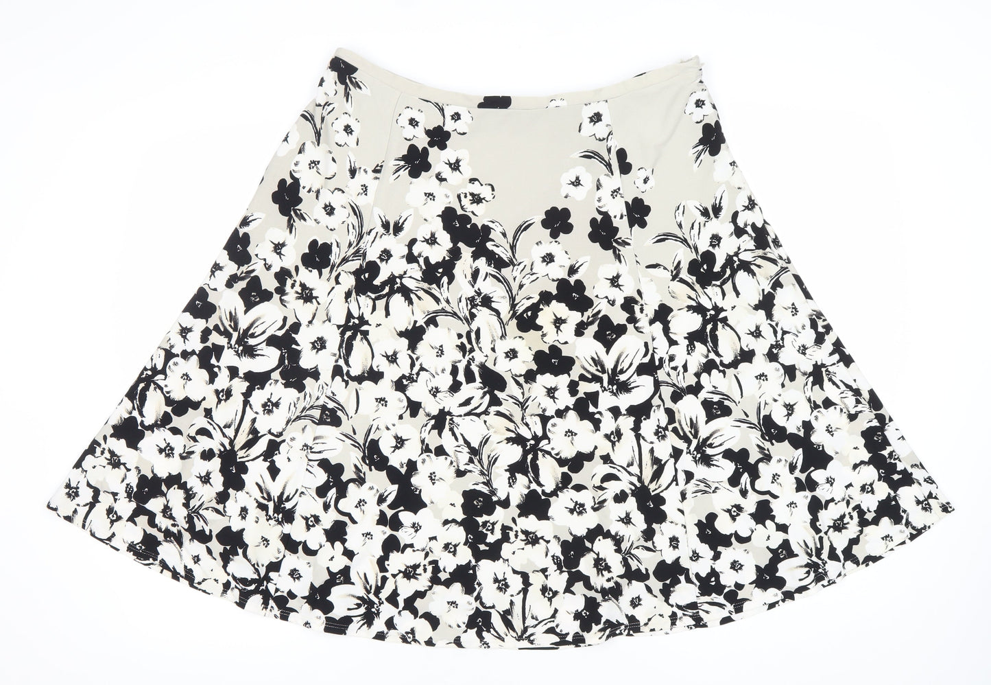 Precis Petite Women’s Beige Black Floral A-Line Skirt Size 18