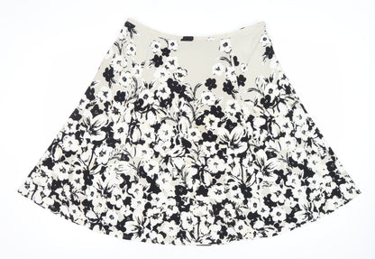 Precis Petite Women’s Beige Black Floral A-Line Skirt Size 18