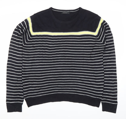 Cedar Wood State Men’s Blue Striped Crew Neck Jumper Size L