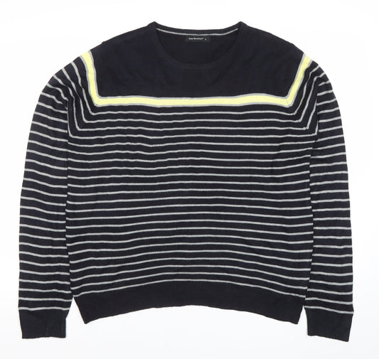 Cedar Wood State Men’s Blue Striped Crew Neck Jumper Size L
