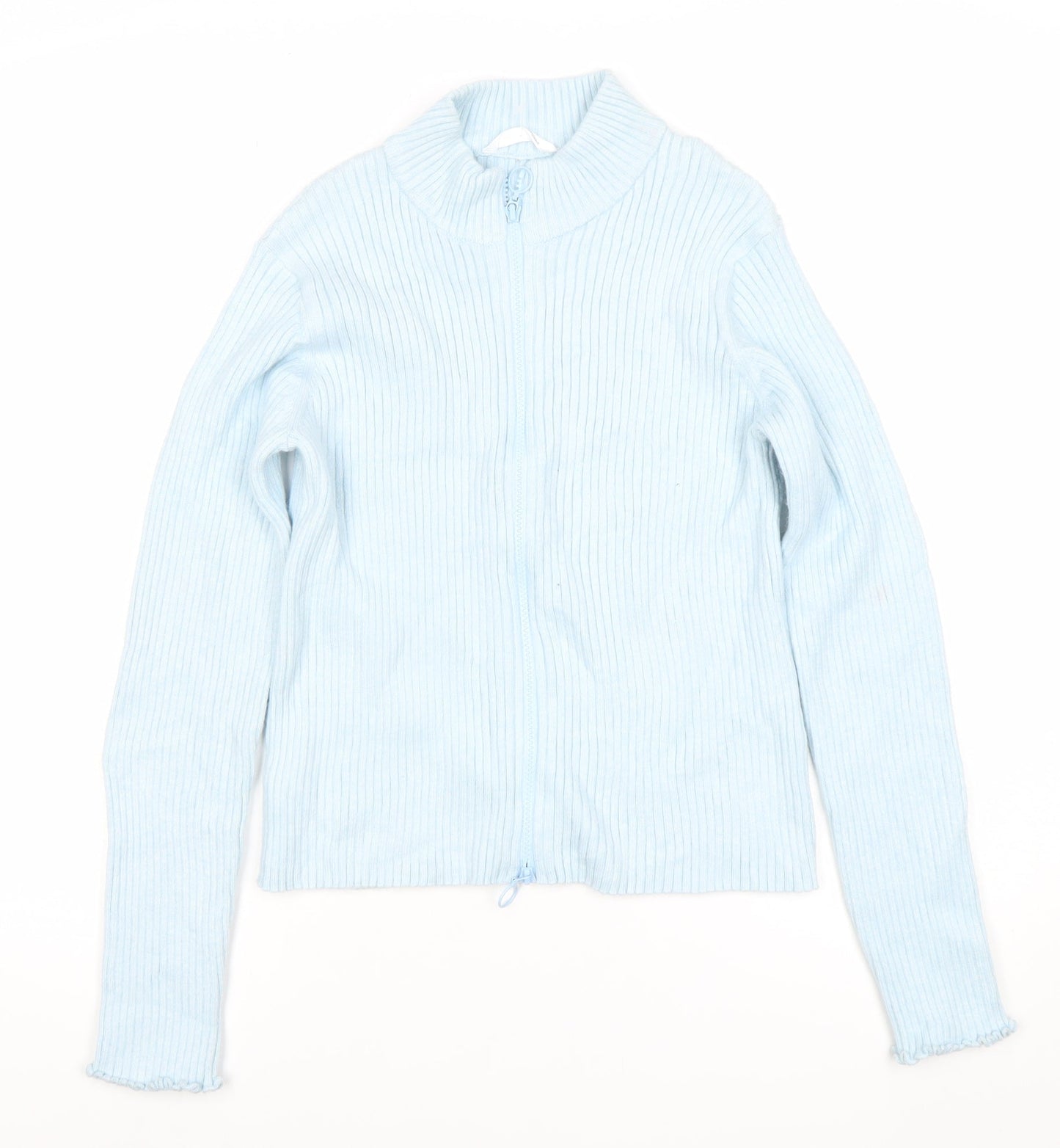 Marks and Spencer Teens Blue Full Zip Ribbed Knit Jumper Size 14