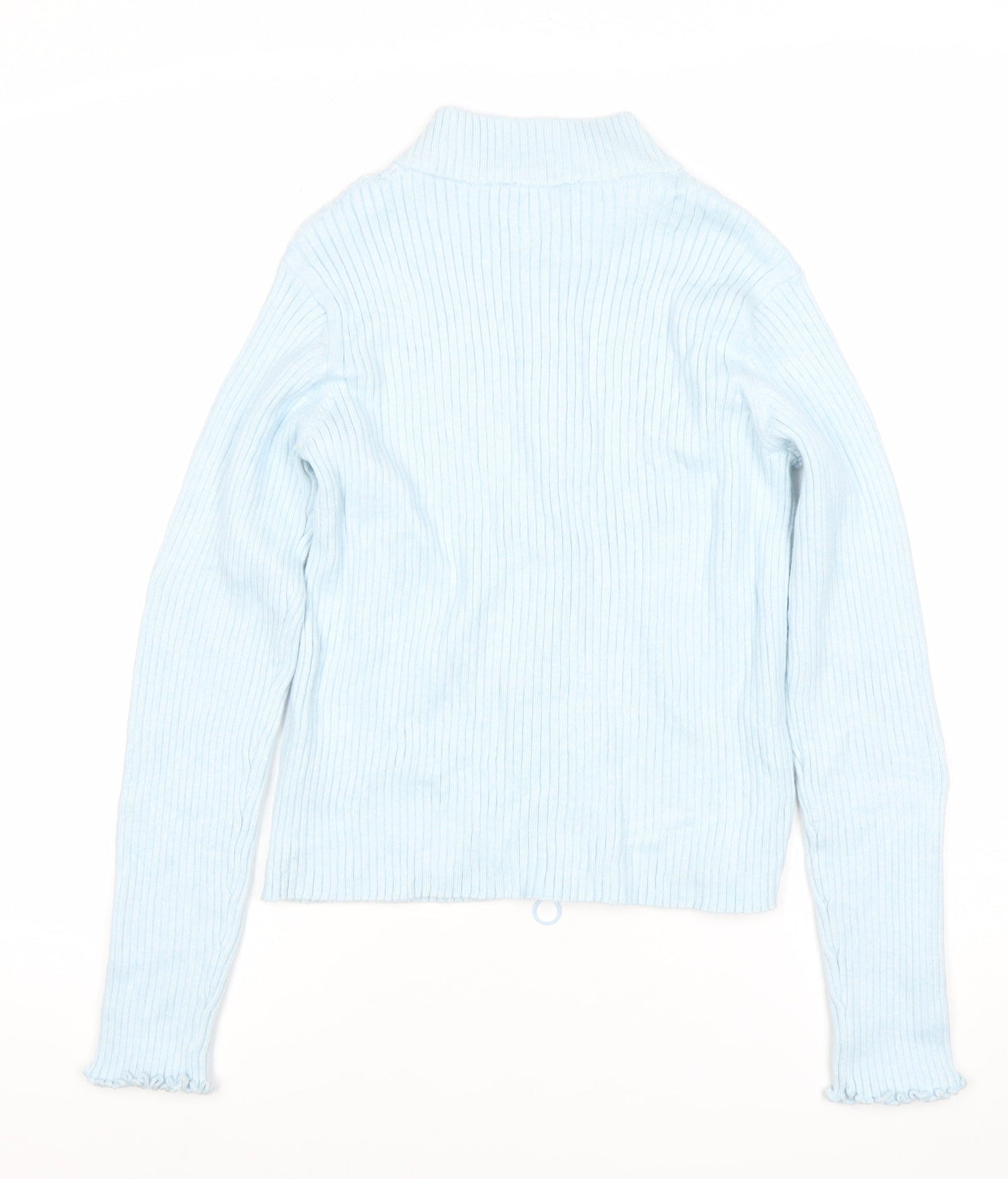 Marks and Spencer Teens Blue Full Zip Ribbed Knit Jumper Size 14