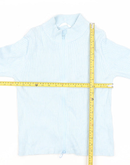 Marks and Spencer Teens Blue Full Zip Ribbed Knit Jumper Size 14