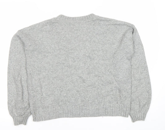 Hollister Womens Grey Crew Neck Pullover Jumper Small Wool Blend