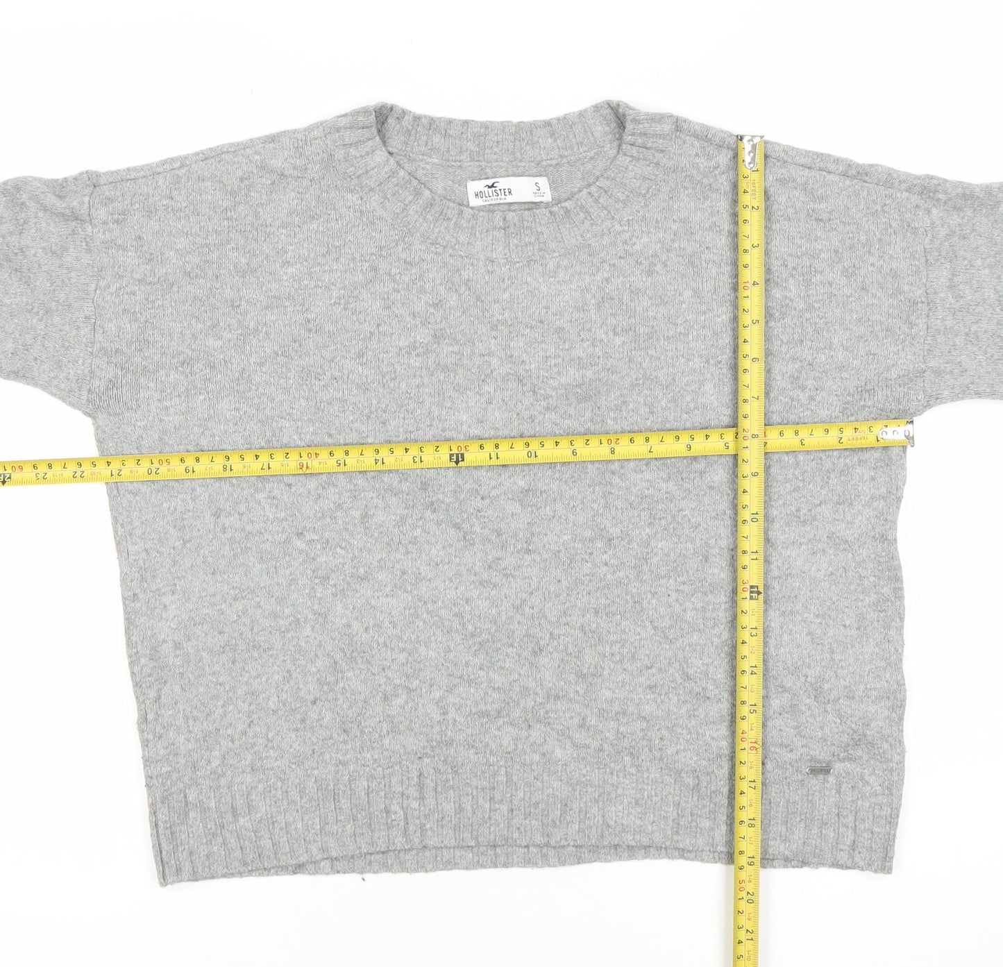 Hollister Womens Grey Crew Neck Pullover Jumper Small Wool Blend