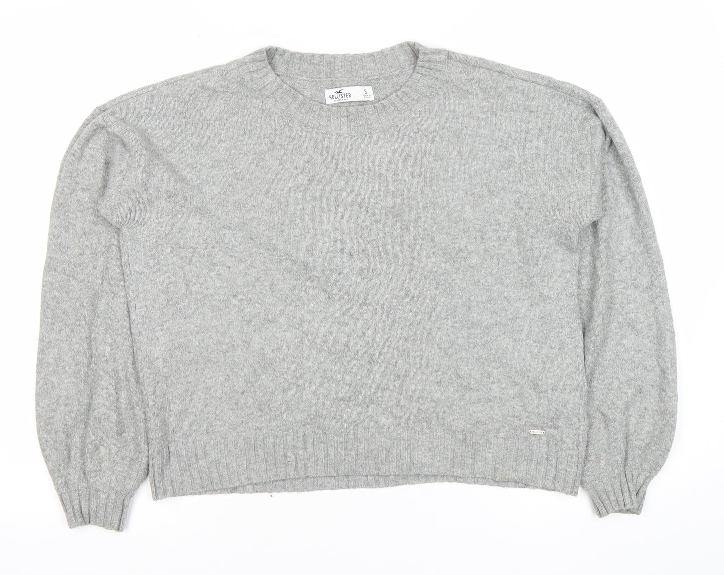 Hollister Womens Grey Crew Neck Pullover Jumper Small Wool Blend