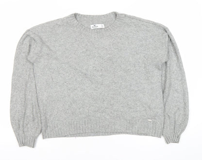 Hollister Womens Grey Crew Neck Pullover Jumper Small Wool Blend