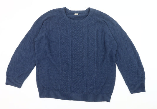 Oak Valley Men’s Blue 2XL Cable Knit Crew Neck Jumper