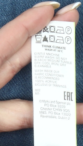 Marks and Spencer Men's Blue 2XL V-Neck Acrylic Jumper Pullover Knitwear