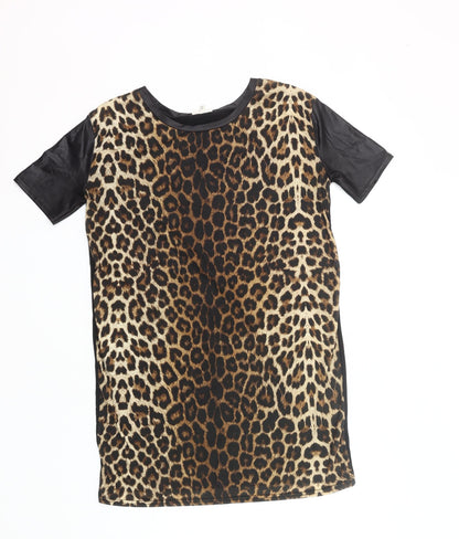 River Island Women Leopard Print T-Shirt Dress UK 6 Short Sleeve