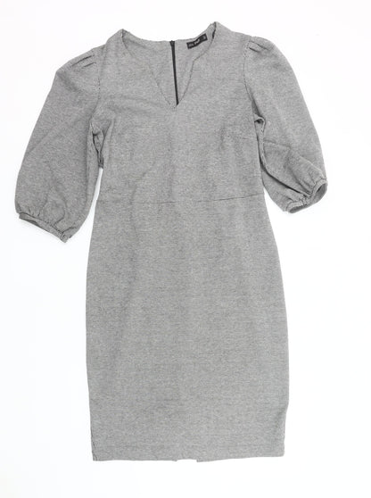 F&F Women Grey Houndstooth Sheath Knee Dress Size 14 Workwear