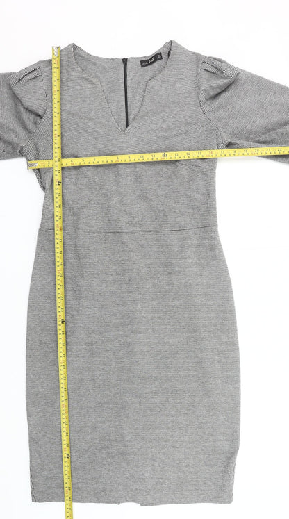 F&F Women Grey Houndstooth Sheath Knee Dress Size 14 Workwear