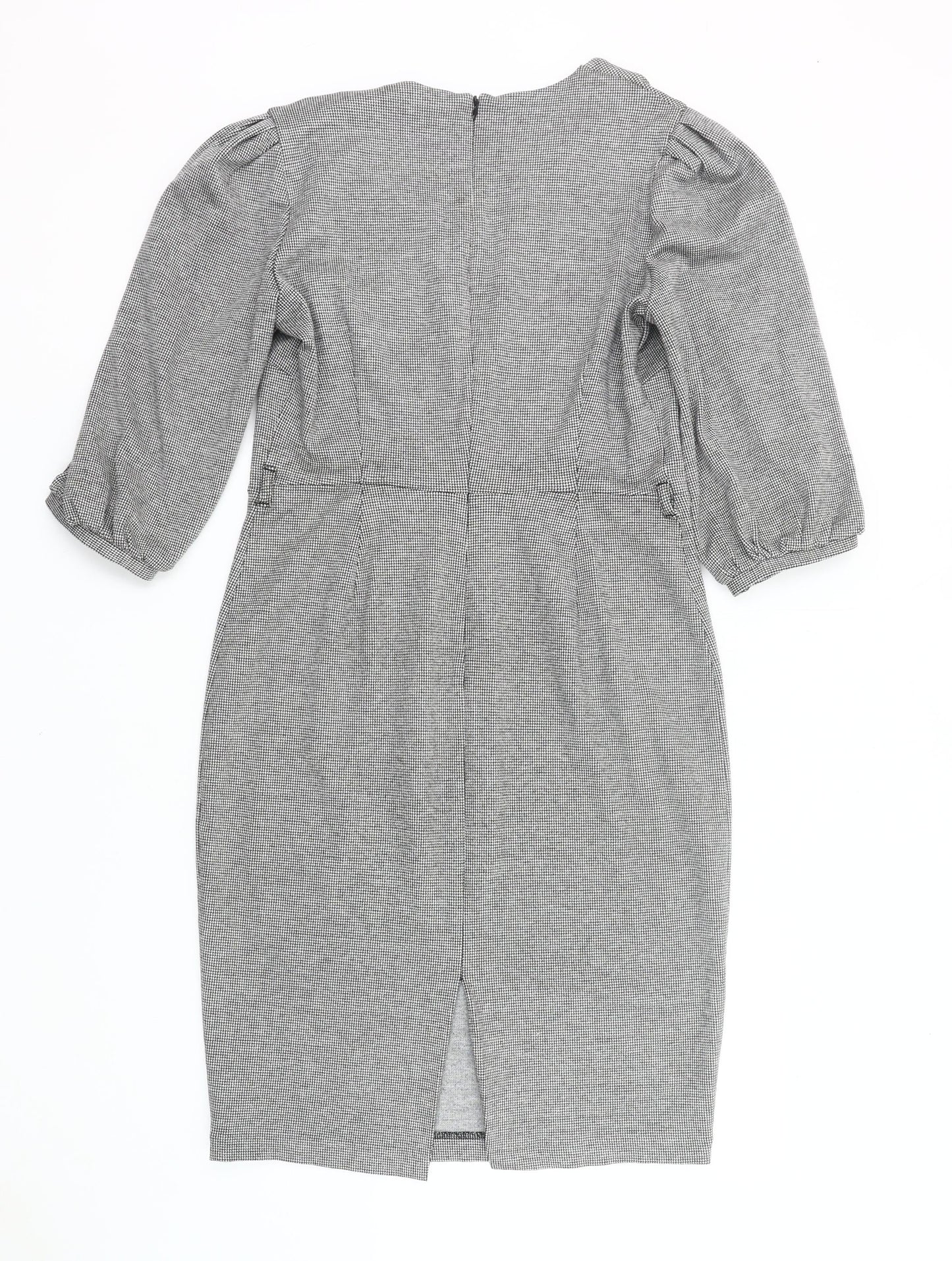 F&F Women Grey Houndstooth Sheath Knee Dress Size 14 Workwear