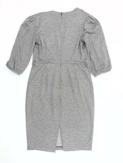 F&F Women Grey Houndstooth Sheath Knee Dress Size 14 Workwear