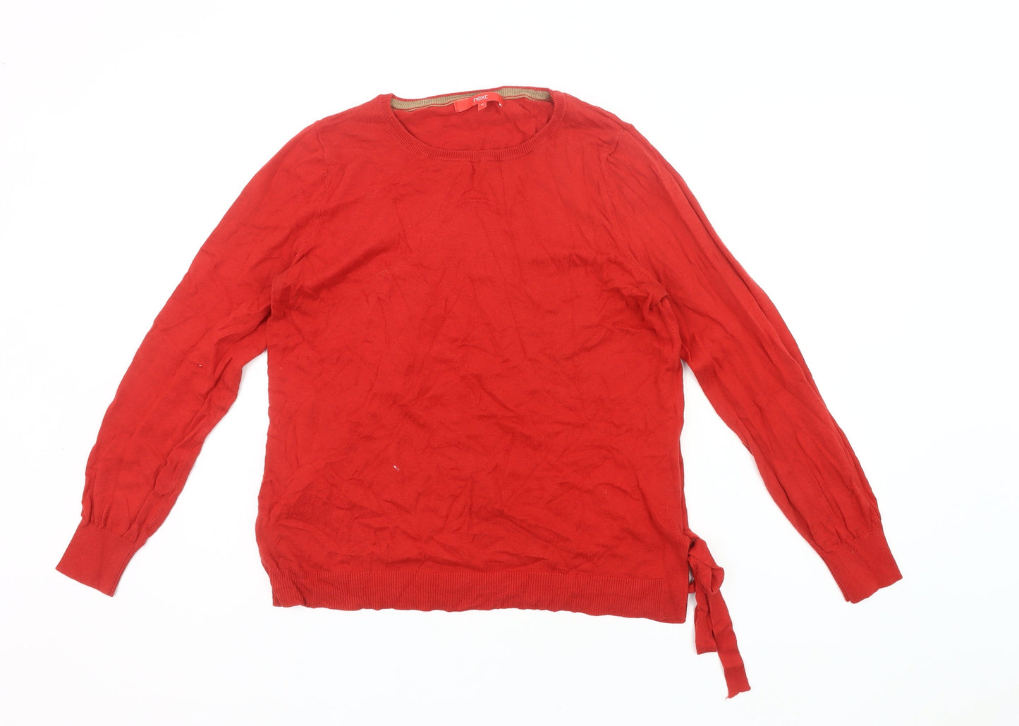 Next Women’s Red Jumper Size 12 Pullover Round Neck Knit Bow Detail