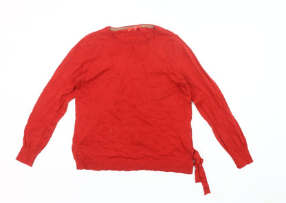 Next Women’s Red Jumper Size 12 Pullover Round Neck Knit Bow Detail