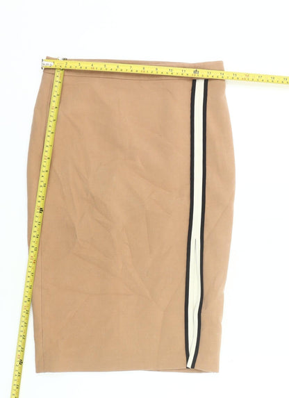 Zara Woman Beige Pencil Skirt Women M Knee Length Cotton Stretch