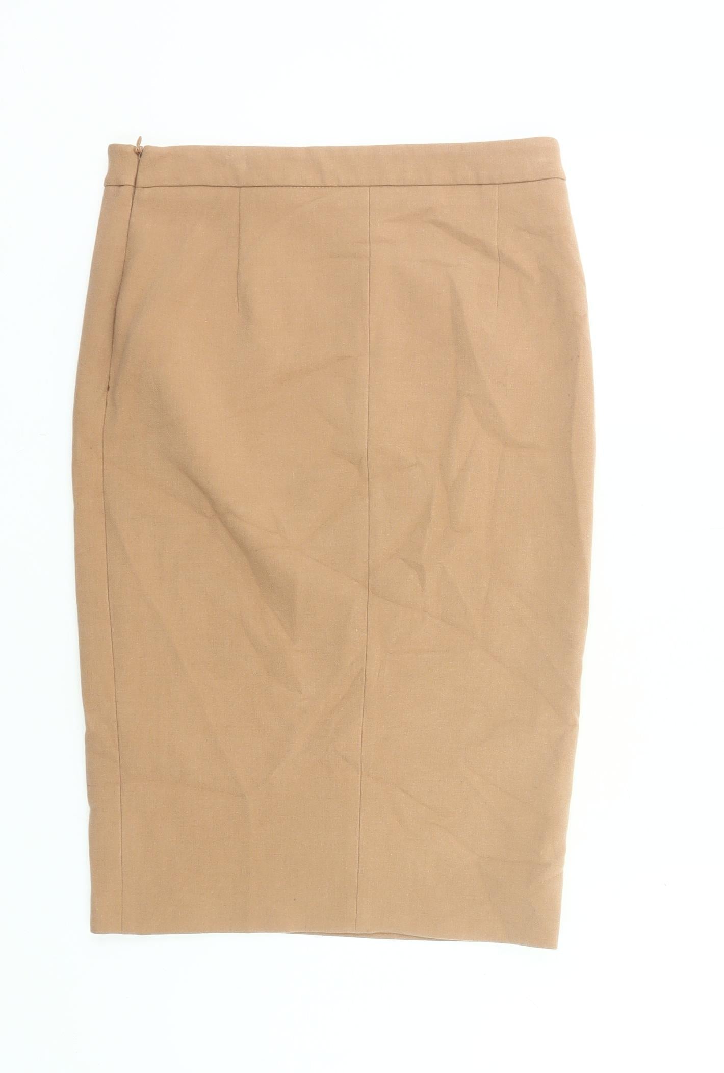 Zara Woman Beige Pencil Skirt Women M Knee Length Cotton Stretch