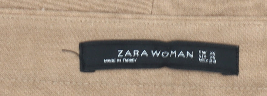 Zara Woman Beige Pencil Skirt Women M Knee Length Cotton Stretch