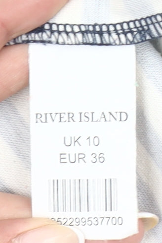 River Island Women’s Black White Striped Peplum Pencil Dress UK 10