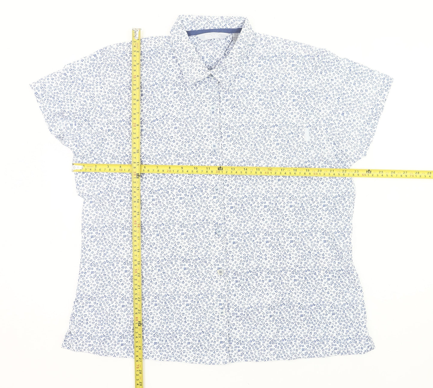 Womens UK Size 20 Regatta Blue Basic Button-Up