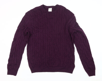 Marks and Spencer Men’s Purple Cable-Knit Jumper Size M