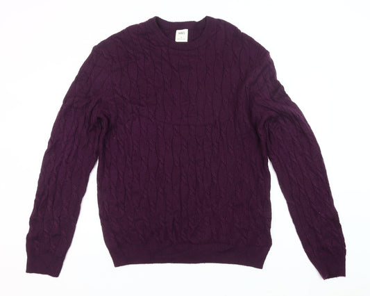 Marks and Spencer Men’s Purple Cable-Knit Jumper Size M
