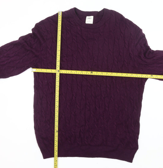 Marks and Spencer Men’s Purple Cable-Knit Jumper Size M