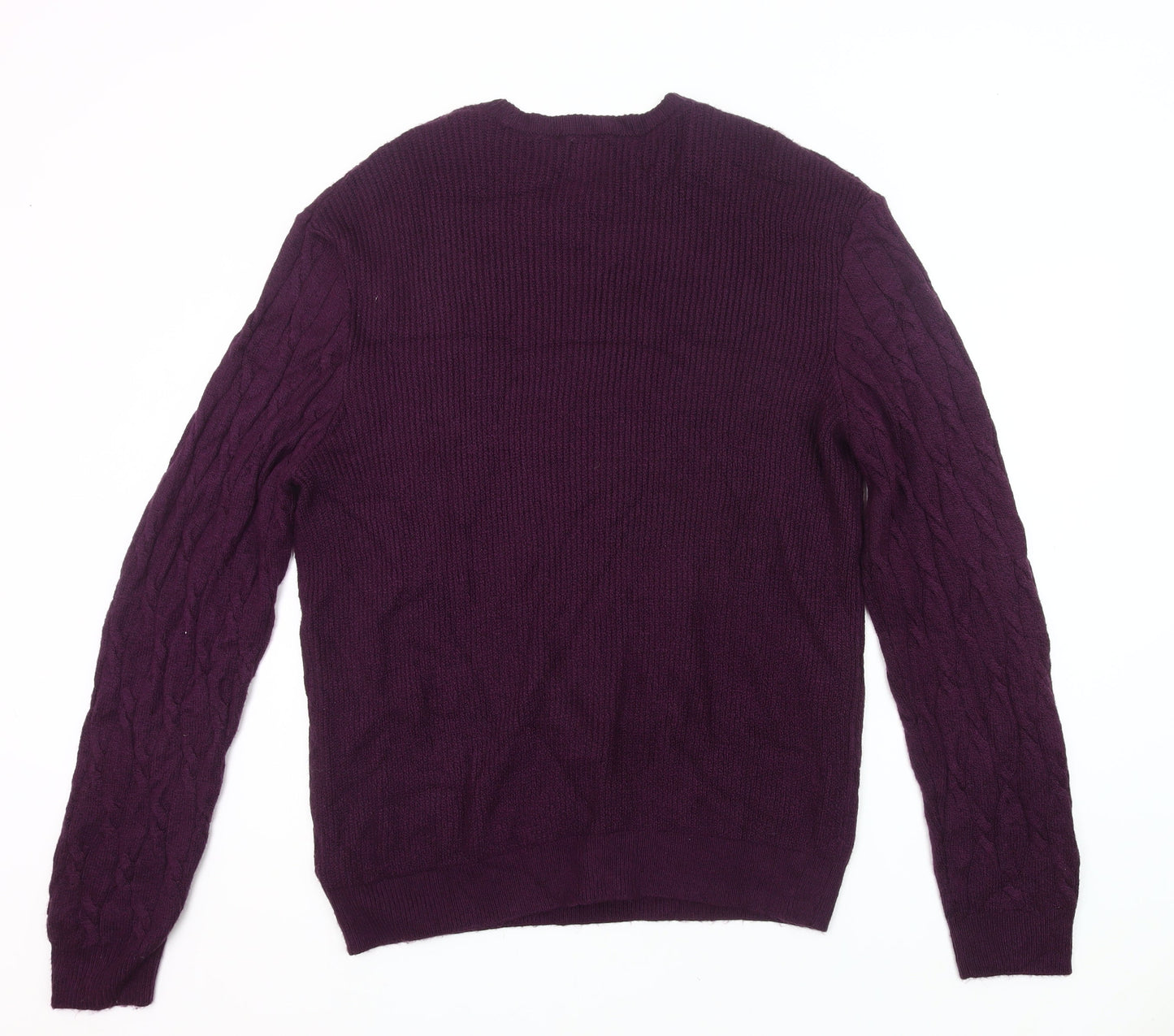 Marks and Spencer Men’s Purple Cable-Knit Jumper Size M