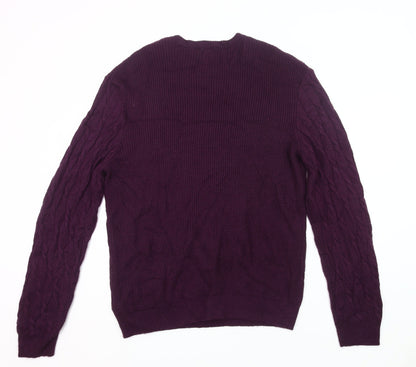 Marks and Spencer Men’s Purple Cable-Knit Jumper Size M