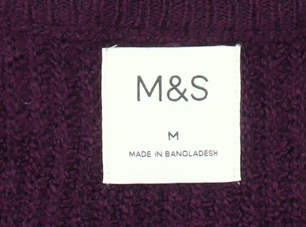Marks and Spencer Men’s Purple Cable-Knit Jumper Size M