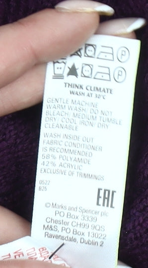 Marks and Spencer Men’s Purple Cable-Knit Jumper Size M