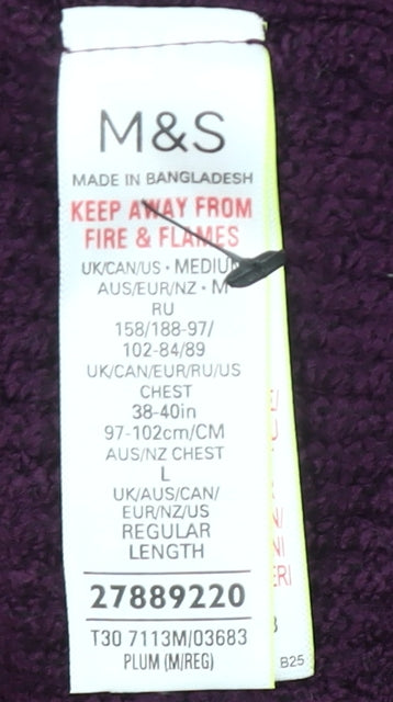 Marks and Spencer Men’s Purple Cable-Knit Jumper Size M