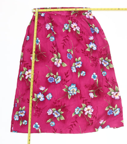 Jaclyn Smith Women’s Pink Floral Rayon A-Line Skirt XL Knee Length