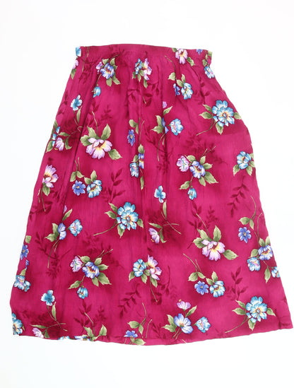 Jaclyn Smith Women’s Pink Floral Rayon A-Line Skirt XL Knee Length