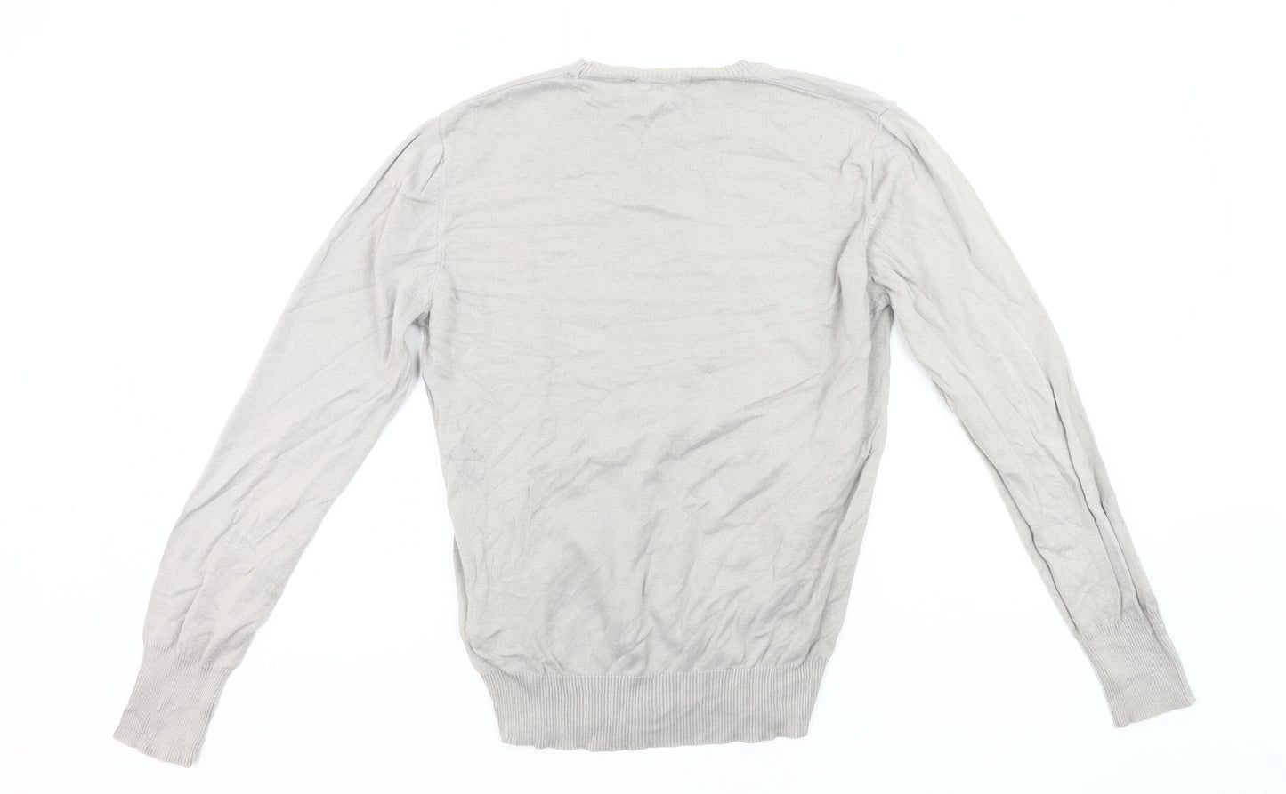 Diesel Men Grey Cotton Pullover Jumper Small Crew Neck Long Sleeve