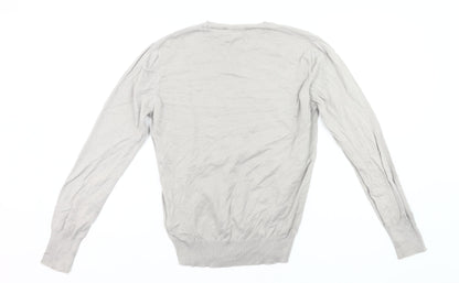 Diesel Men Grey Cotton Pullover Jumper Small Crew Neck Long Sleeve