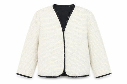 Front view of Atmosphere Women Ivory Tweed Blazer Jacket, size 12, Lined