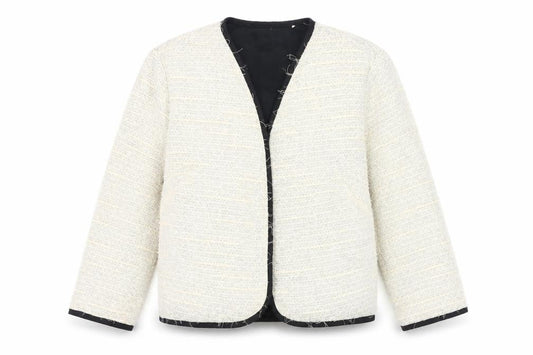 Atmosphere Women Ivory Tweed Blazer Jacket Size 12 Lined