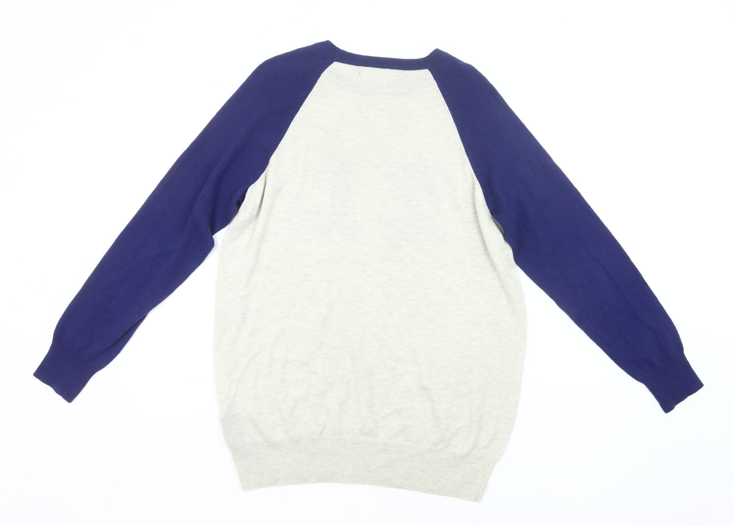 Karl Lagerfeld Mens Ivory Blue Pullover Jumper M Logo Knit