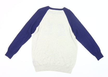 Karl Lagerfeld Mens Ivory Blue Pullover Jumper M Logo Knit