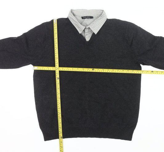 Jack Reid Men’s Black V-Neck Knit Jumper Size L Cotton Blend