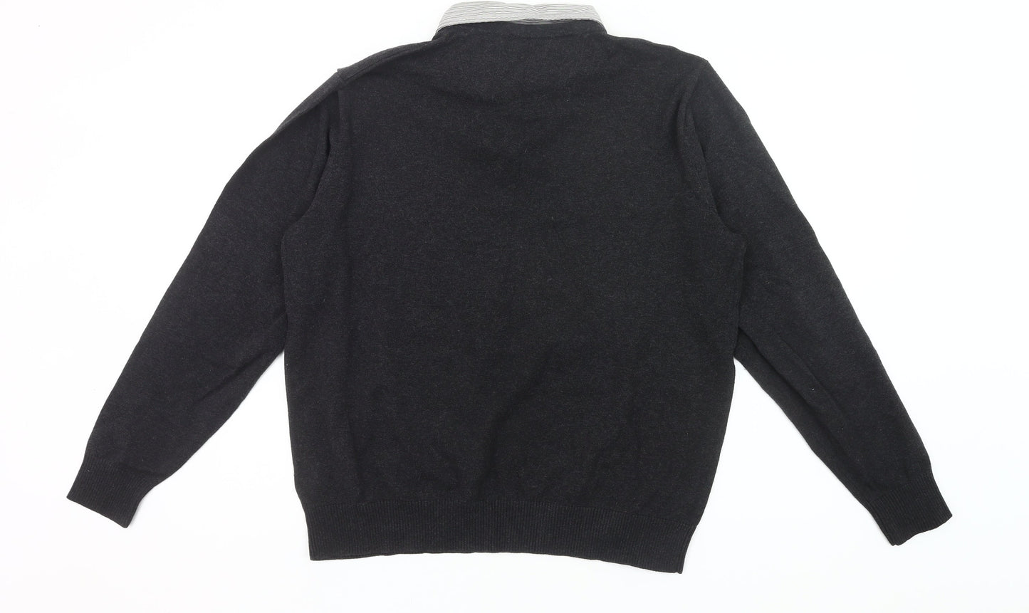 Jack Reid Men’s Black V-Neck Knit Jumper Size L Cotton Blend