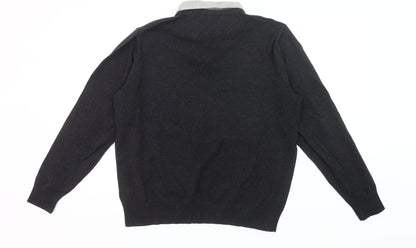 Jack Reid Men’s Black V-Neck Knit Jumper Size L Cotton Blend