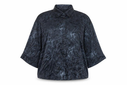 Tu Women Black Size 16 Satin Button-Up Blouse Collared 3/4 Sleeve