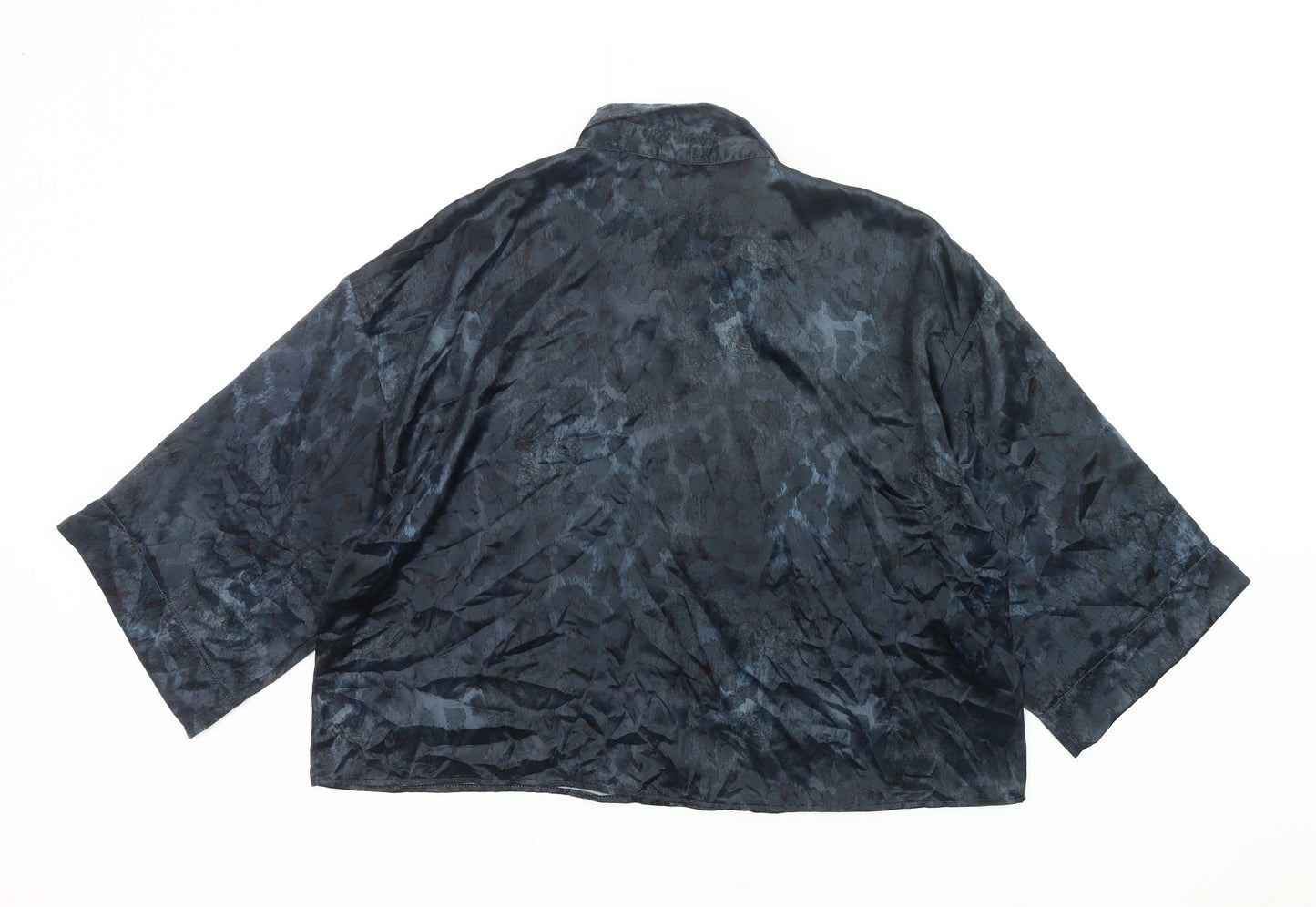 Tu Women Black Size 16 Satin Button-Up Blouse Collared 3/4 Sleeve
