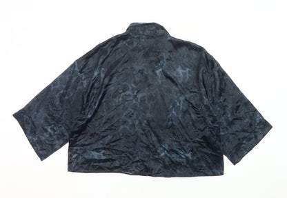 Tu Women Black Size 16 Satin Button-Up Blouse Collared 3/4 Sleeve