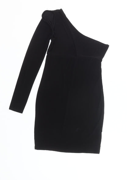 MISSPAP Women’s Black Size 8 One Shoulder Bodycon Mini Dress
