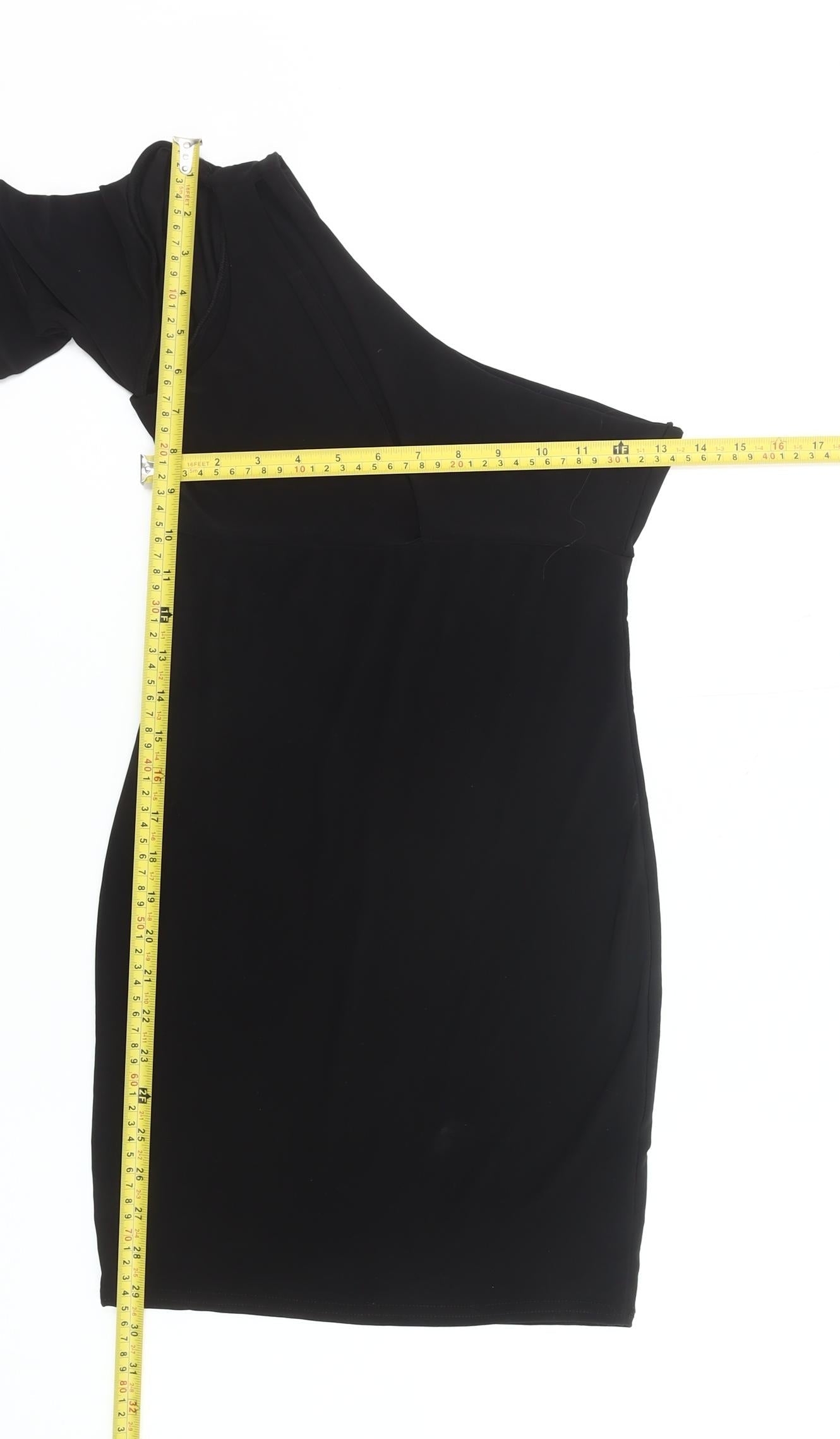 MISSPAP Women’s Black Size 8 One Shoulder Bodycon Mini Dress