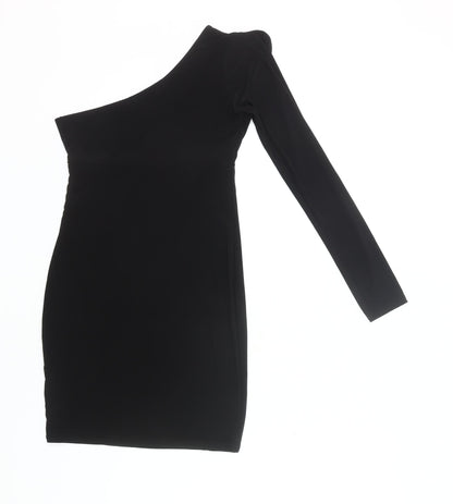 MISSPAP Women’s Black Size 8 One Shoulder Bodycon Mini Dress